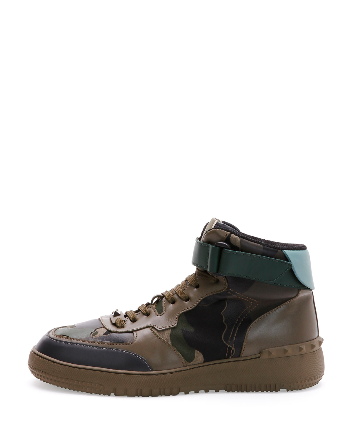 Valentino Rockstud Camo HighTop Sneakers in Green for Men Lyst