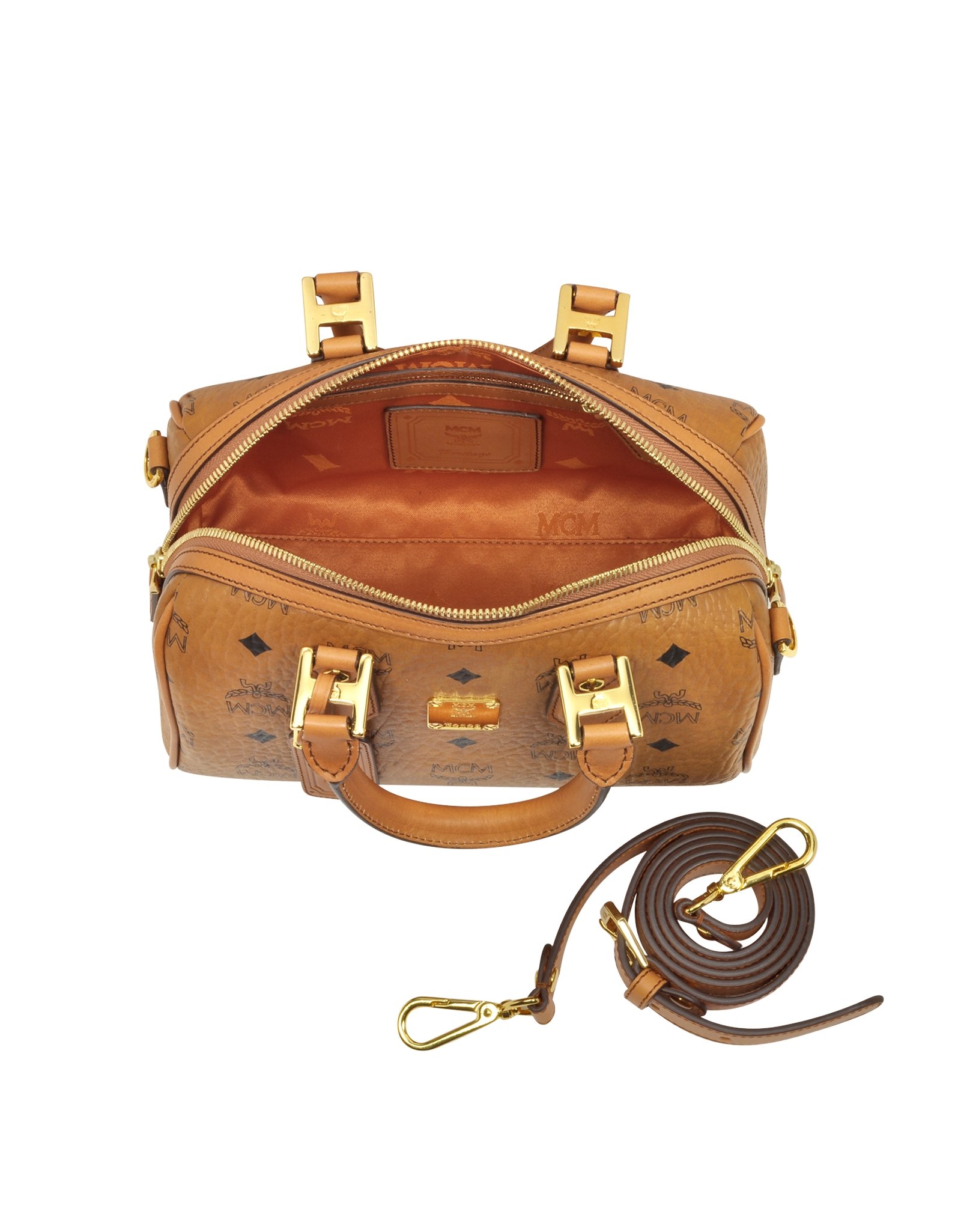 Lyst - Mcm Heritage Cognac Small Boston Bag W/shoulder Strap in Brown