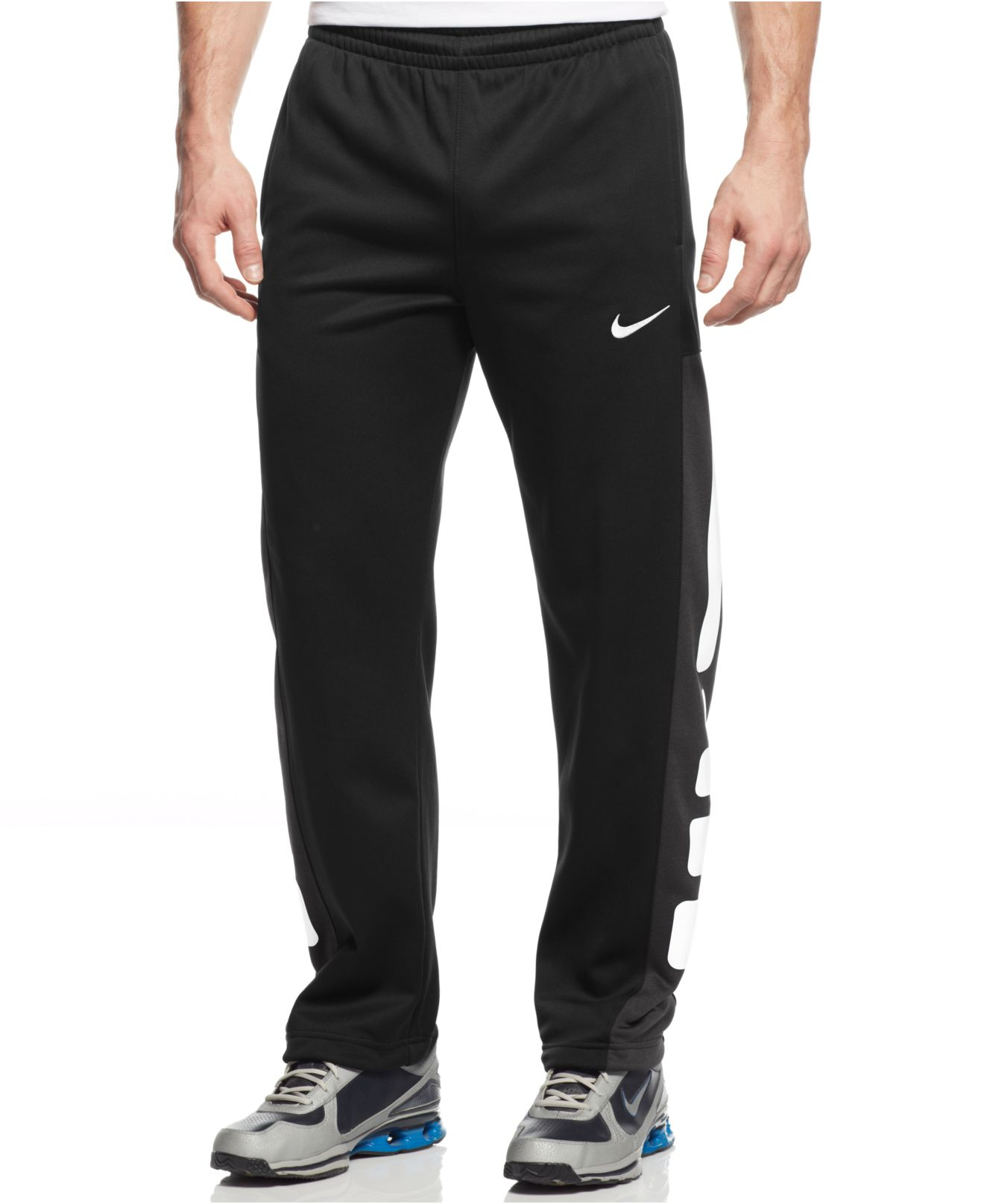 Nike Elite Striped Fleece Performance Pants in Black/White (Black) for ...