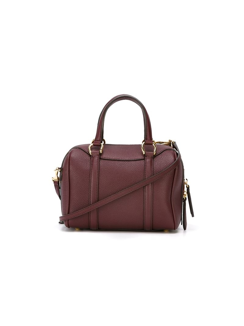 Lyst Burberry Shoulder Strap Leather Bowling Bag in Red