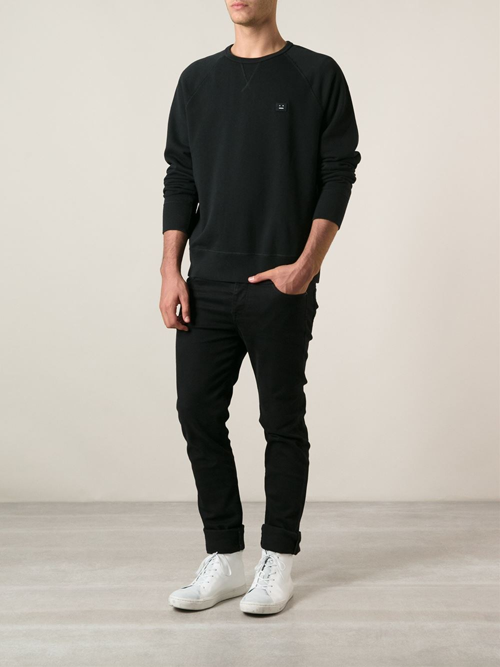 Acne Studios College Face Sweatshirt in Black for Men - Lyst