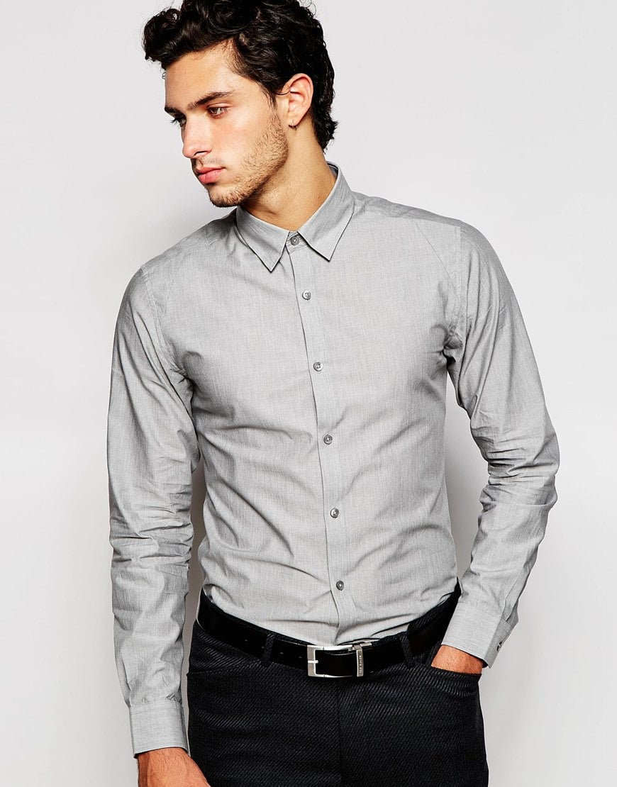 Lyst - Selected Formal Shirt With Concealed Button Down Collar In Slim ...