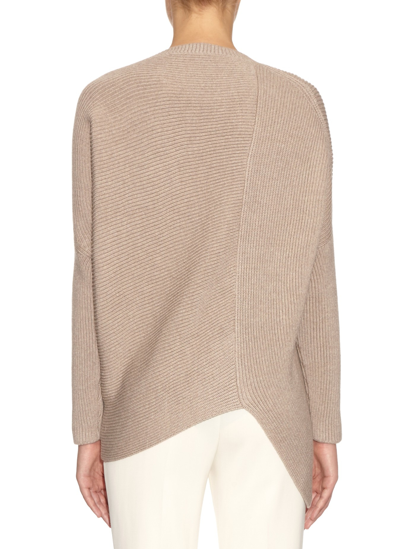 Stella McCartney Asymmetric-hem Wool-knit Sweater in Natural | Lyst