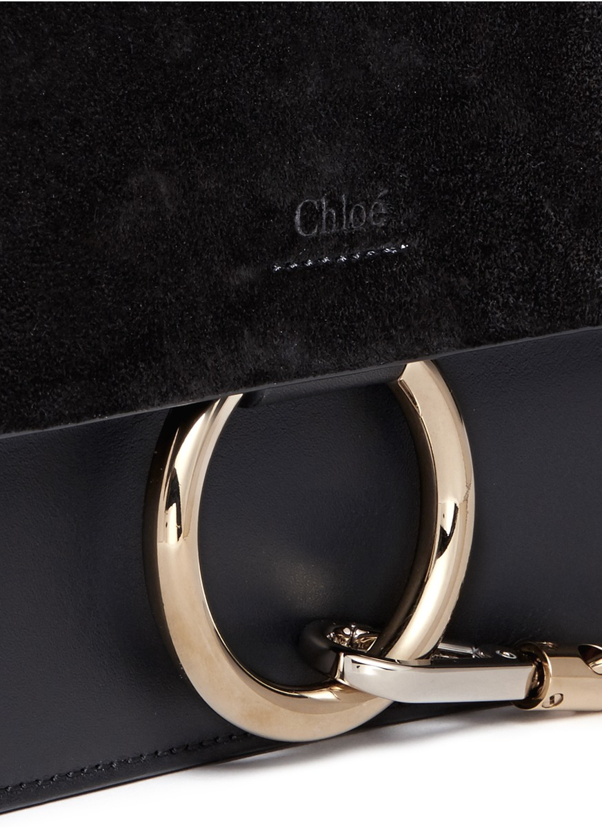choloe handbags - Chlo \u0026#39;faye\u0026#39; Small Suede Flap Leather Shoulder Bag in Black | Lyst
