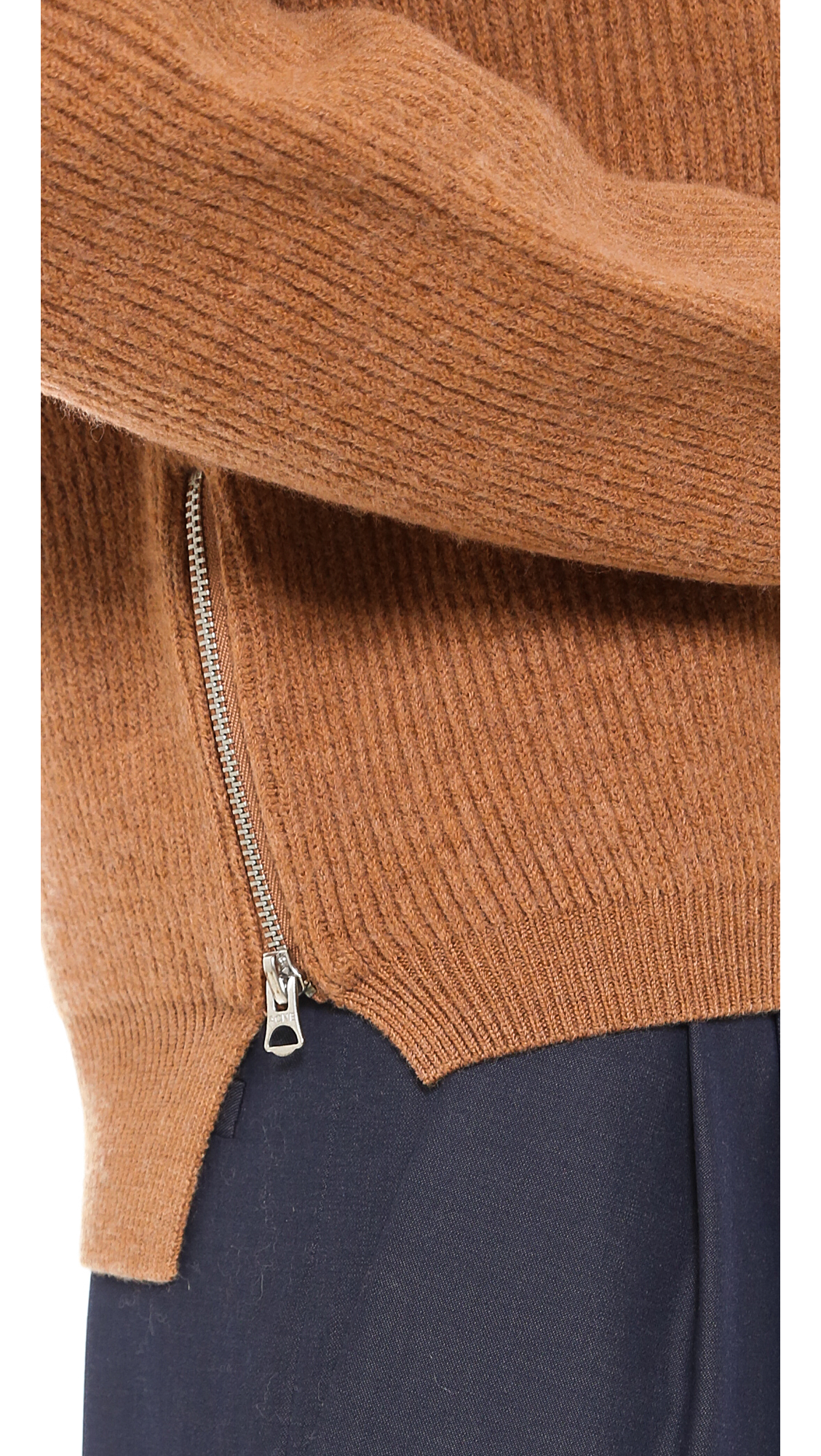 Acne Studios Misty Boiled Wool Zip Sweater - Camel in Brown | Lyst