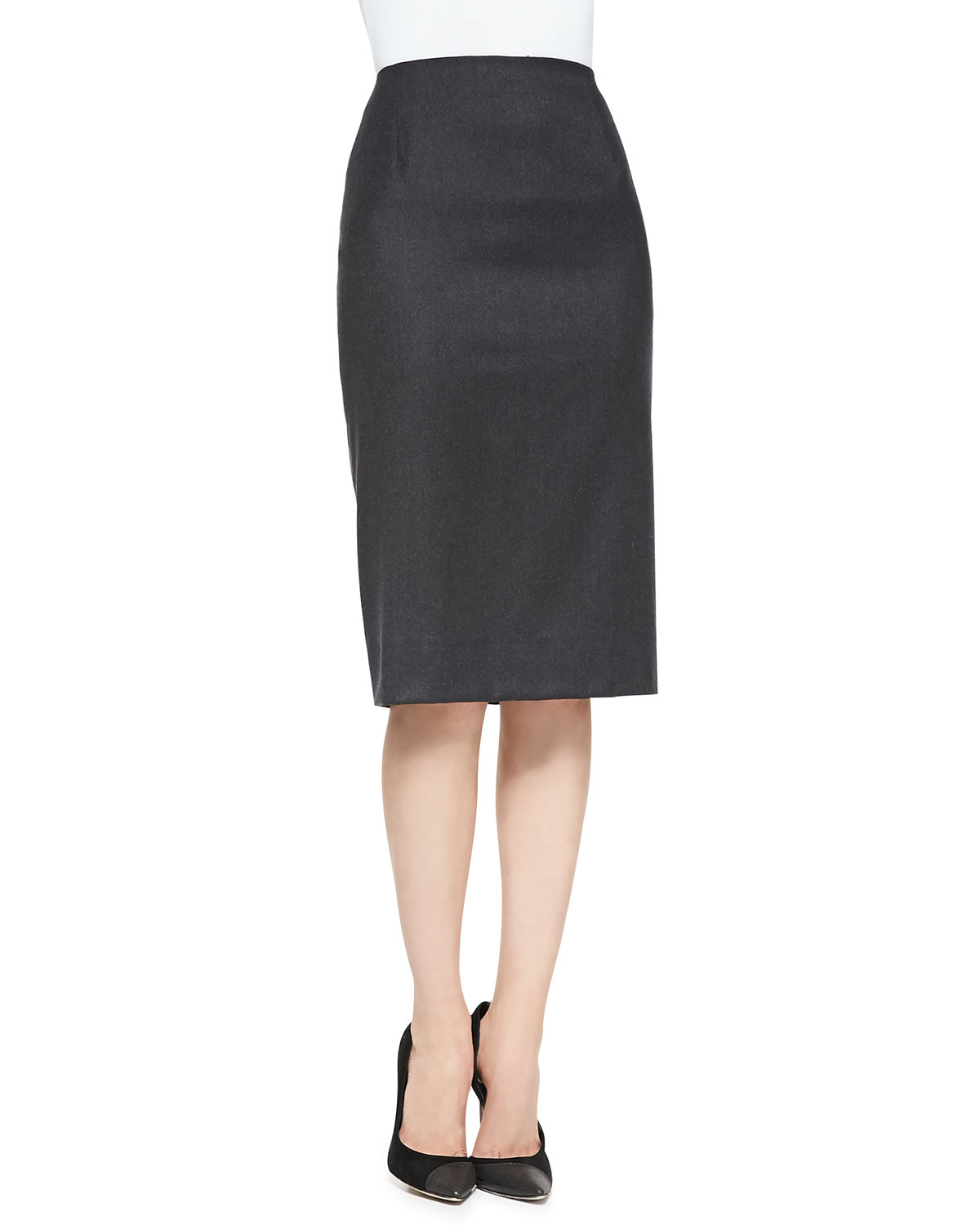 Oscar de la renta Straight Pencil Skirt in Gray (charcoal) | Lyst