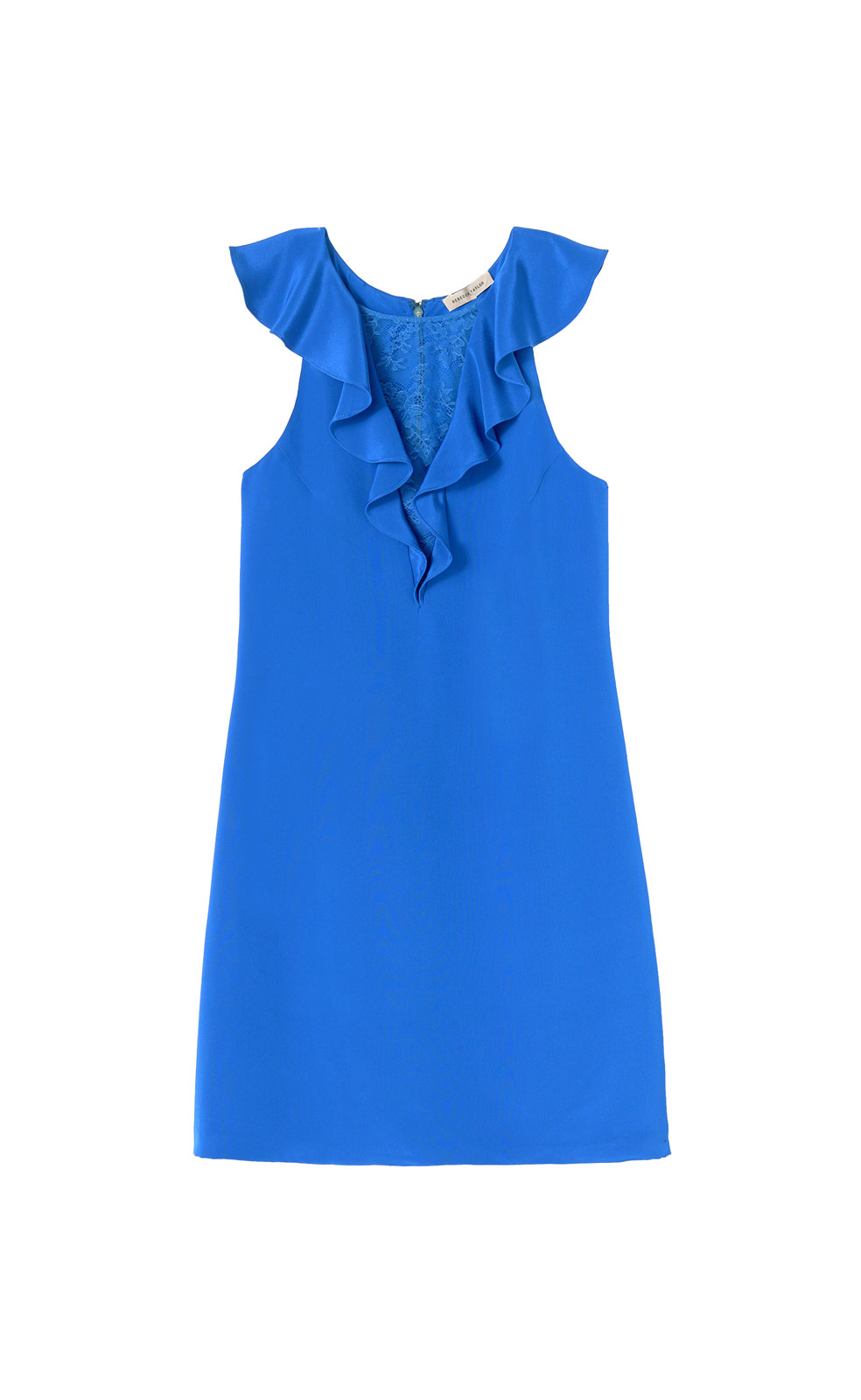 Rebecca Taylor Sleeveless Silk & Lace Dress in Cobalt (Blue) - Lyst