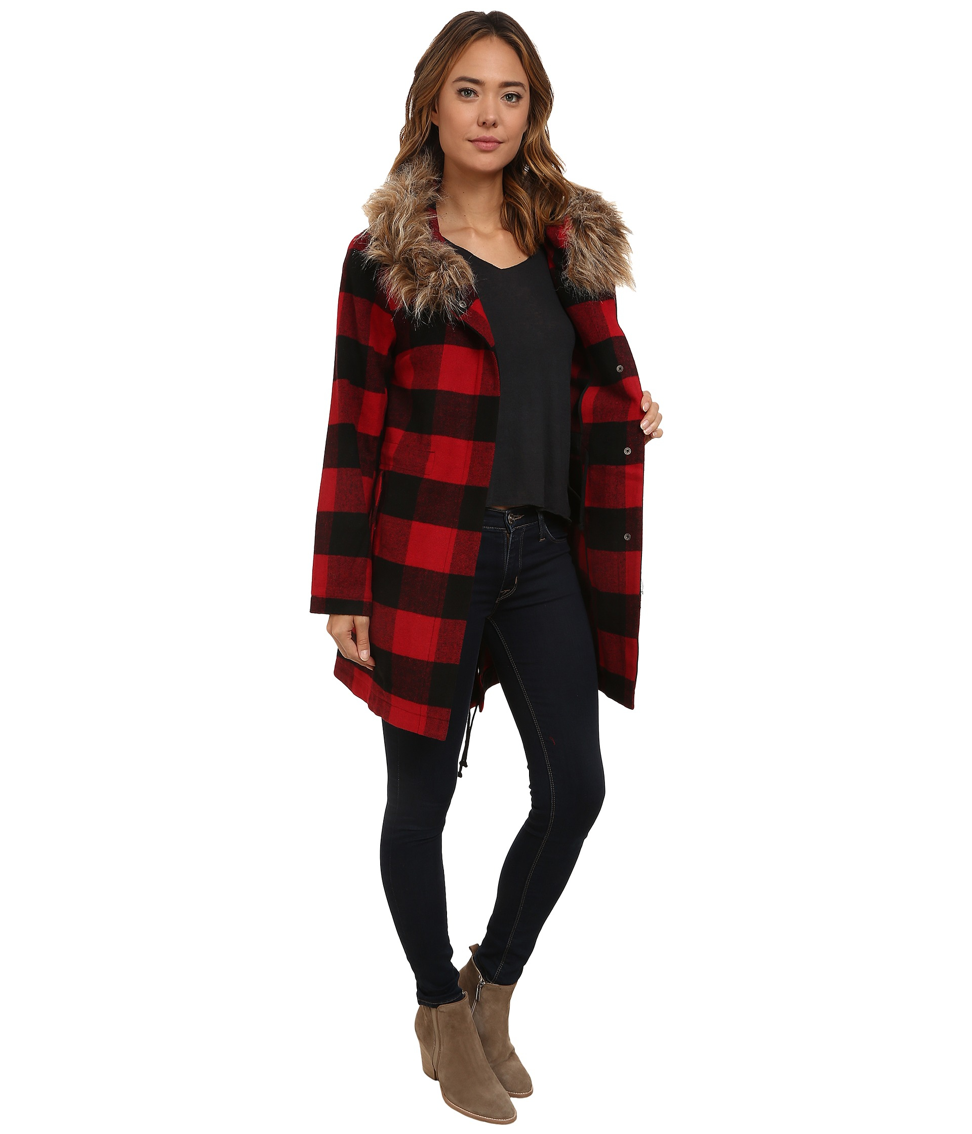 bb dakota red plaid jacket