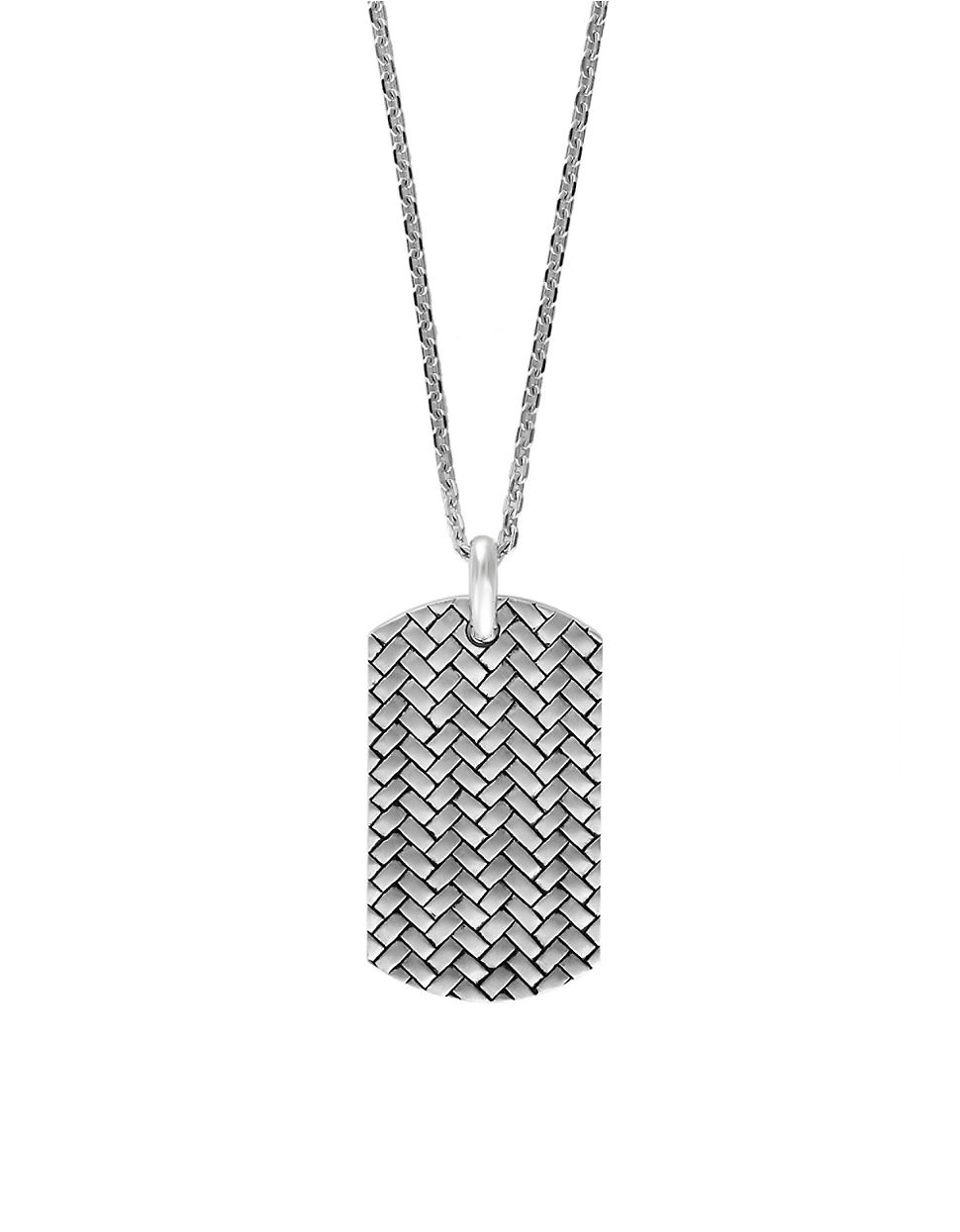 Effy Sterling Silver Dog Tag Necklace in Metallic Lyst