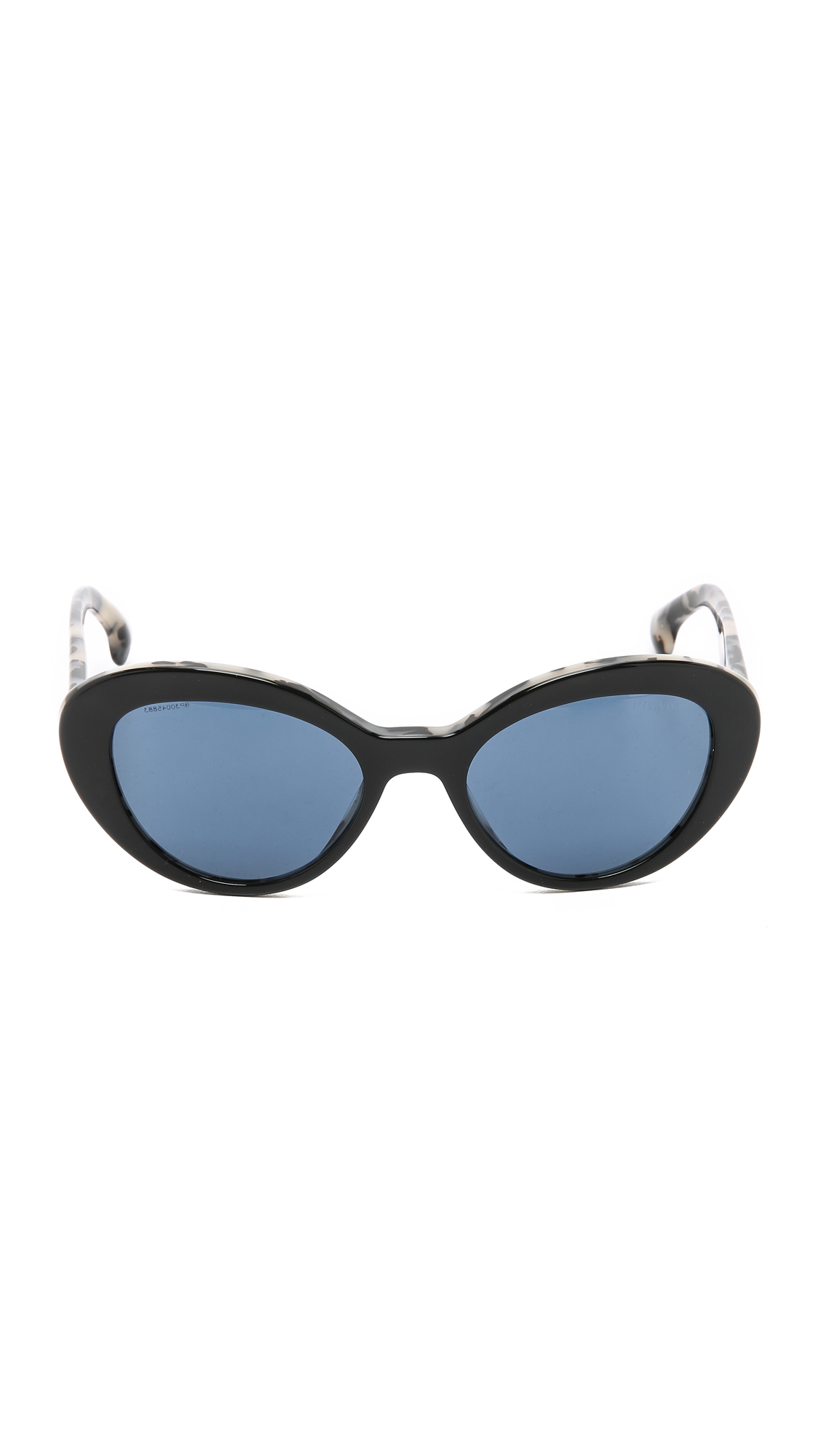 Prada Oval Cat Sunglasses in Black | Lyst