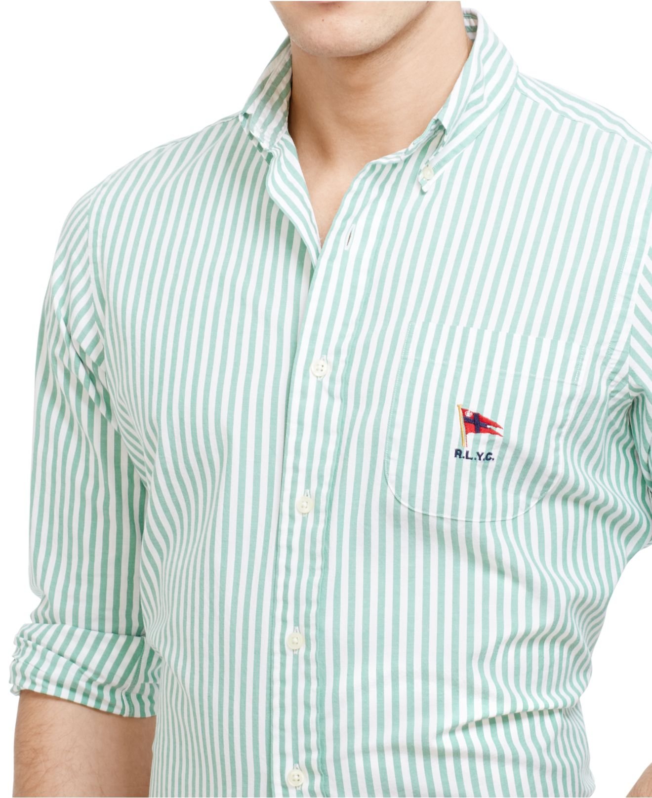 ralph lauren green striped shirt