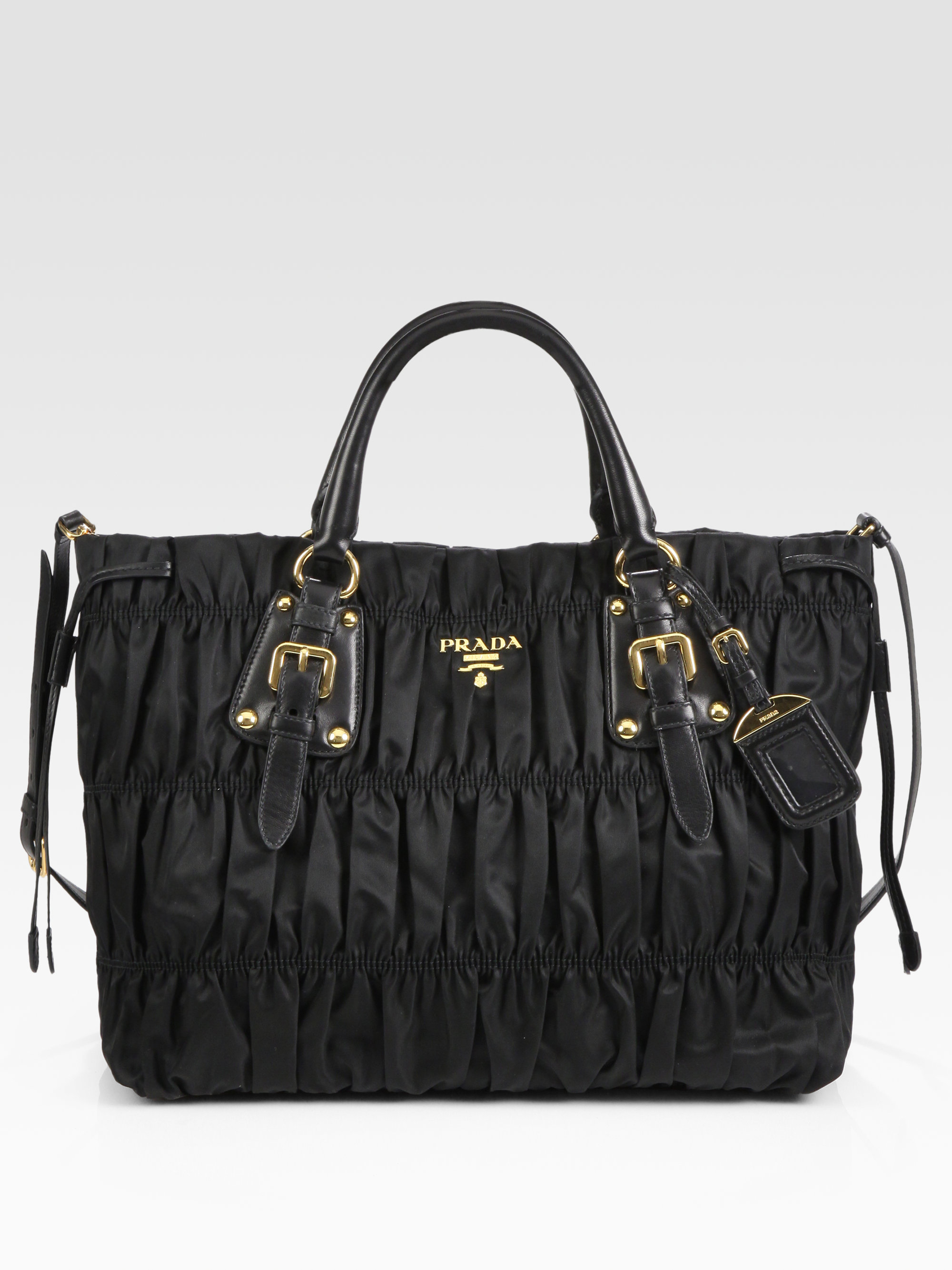 Prada Tessuto Gaufre Tote Bag in Black Lyst