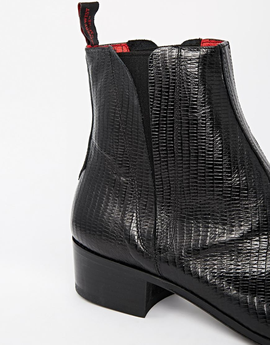 Jeffery West Lizard Chelsea Boots in Black for Men - Lyst