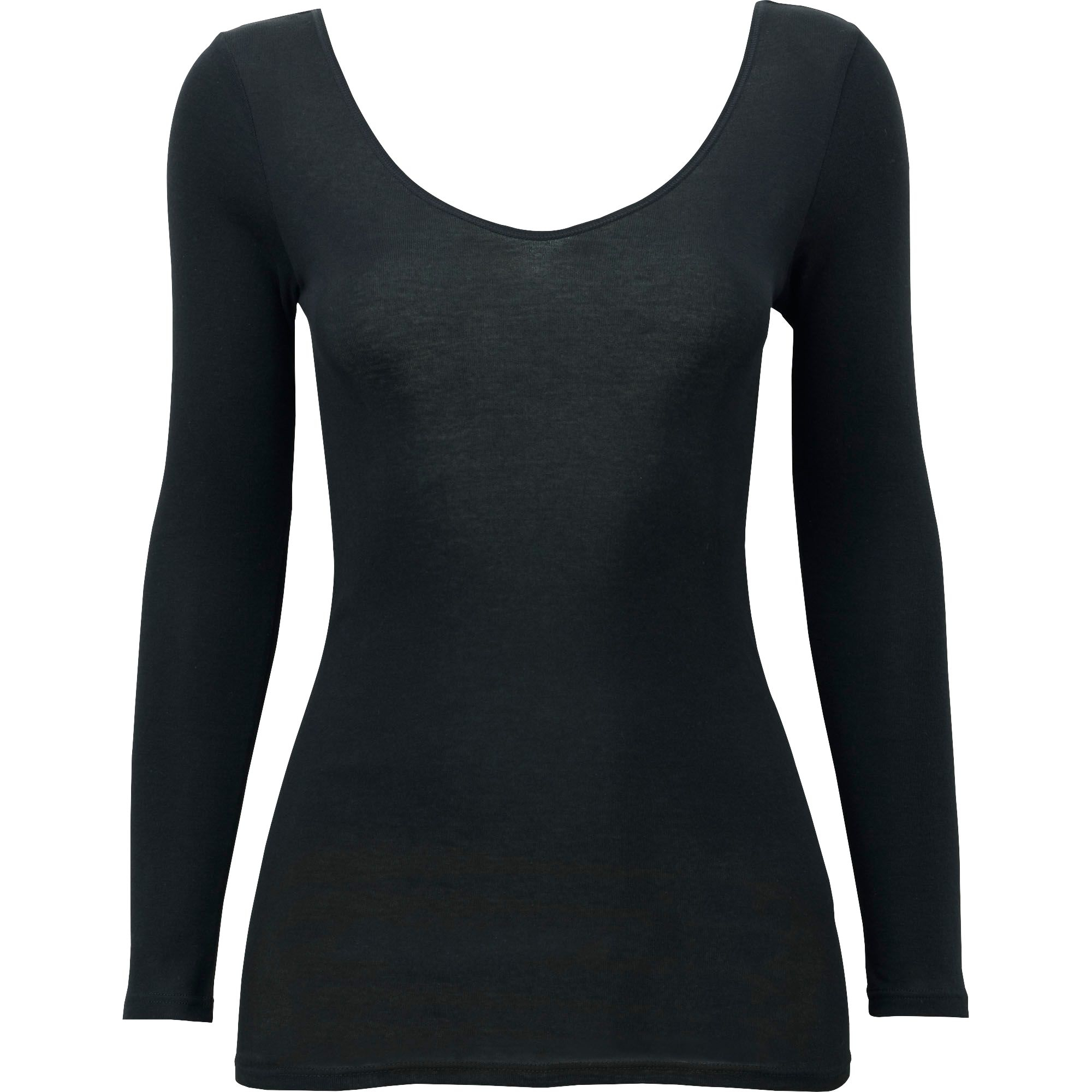 Uniqlo Women Supima Cotton V-Neck Long Sleeve T-Shirt in Black | Lyst