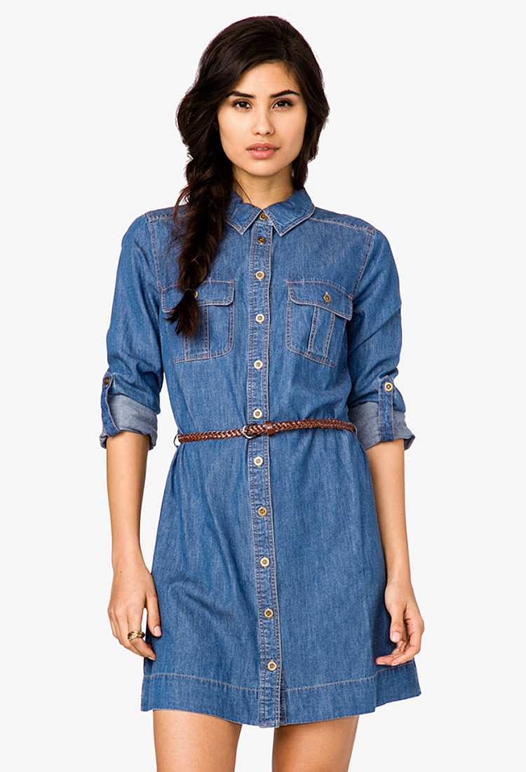 denim shirt dress with belt