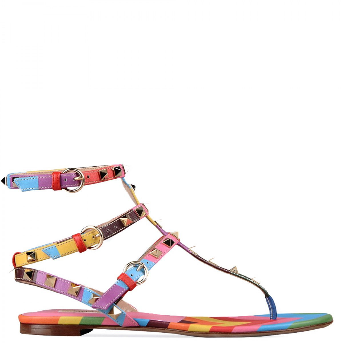  Valentino  Sandals  Flip Flops  Rockstud  Print Multicolor 