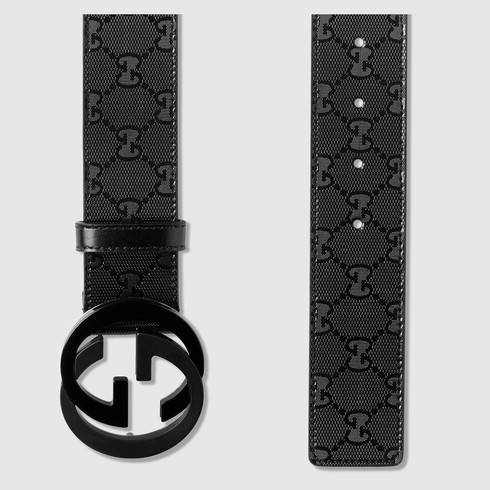 Gucci Gg Imprimé Belt With Interlocking G in Black | Lyst