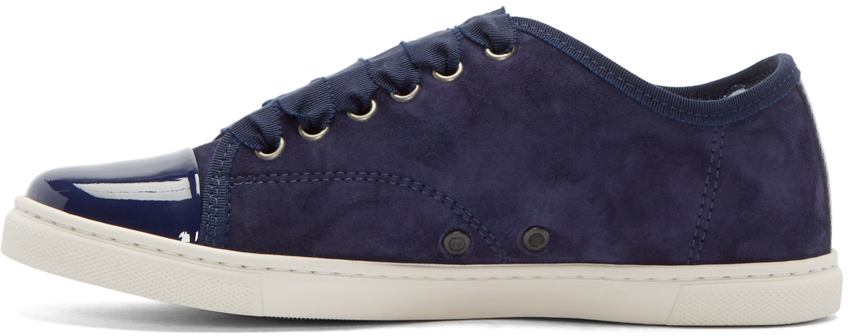 Lanvin Suede & Leather Sneakers in Blue - Lyst