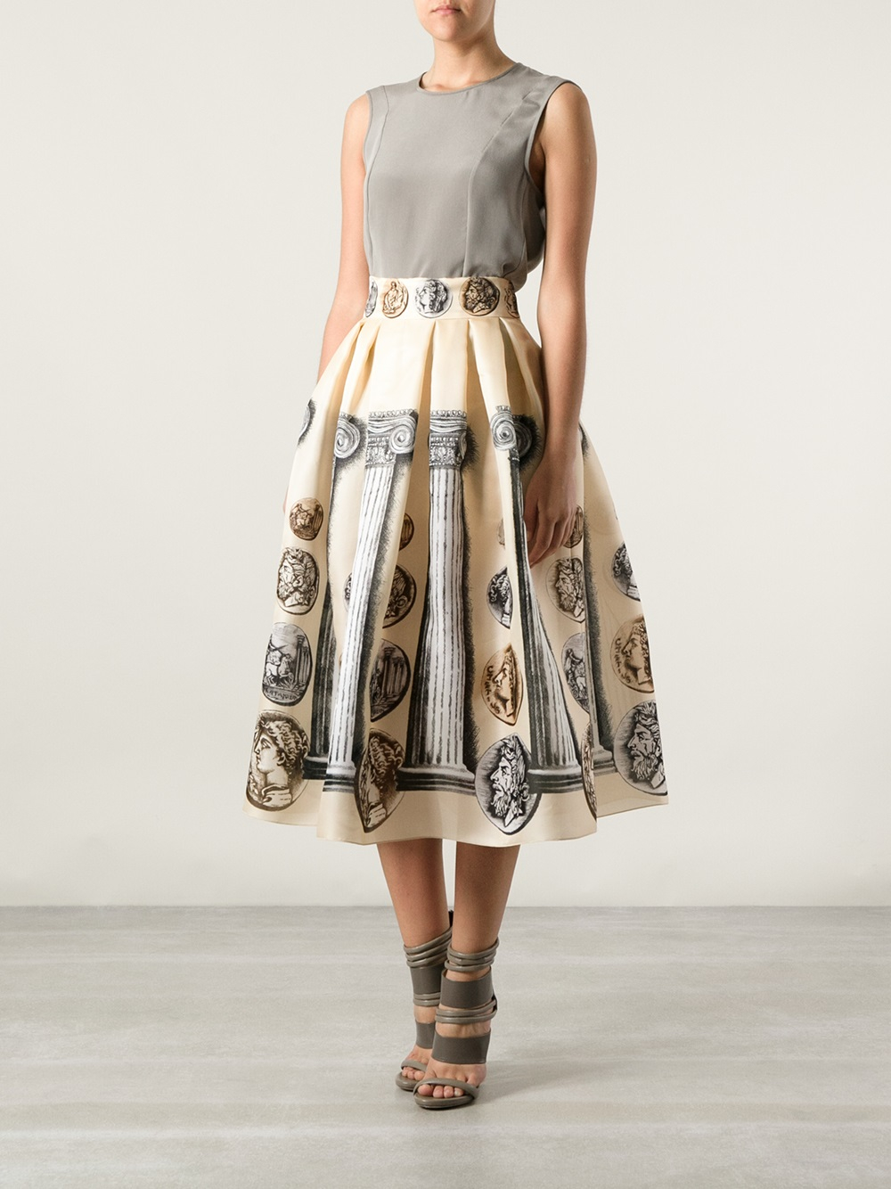 Lyst Dolce & Gabbana Ancient Rome Printed Skirt in Gray