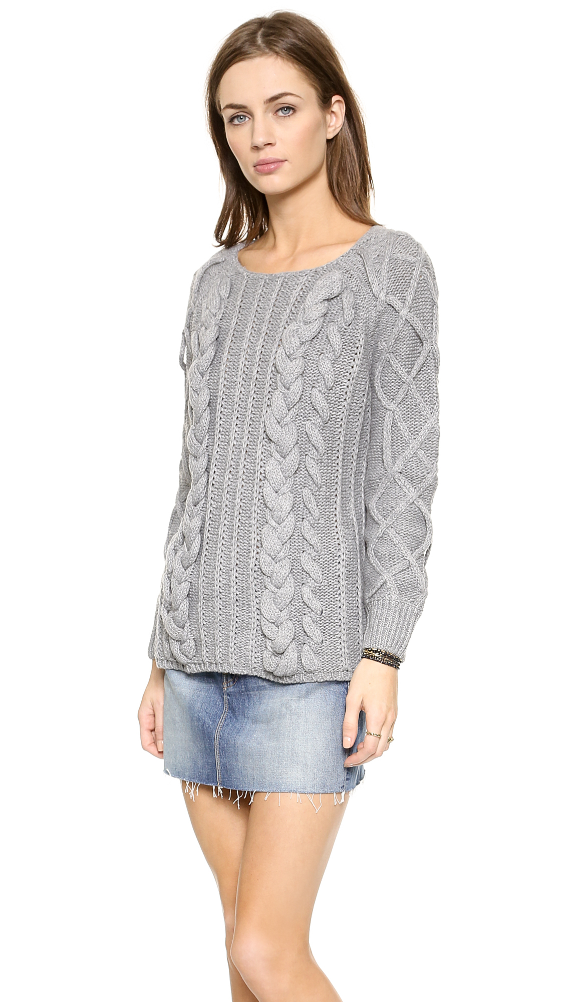 Line & Dot Hillary Chunky Knit Sweater - Heather Grey in Gray - Lyst