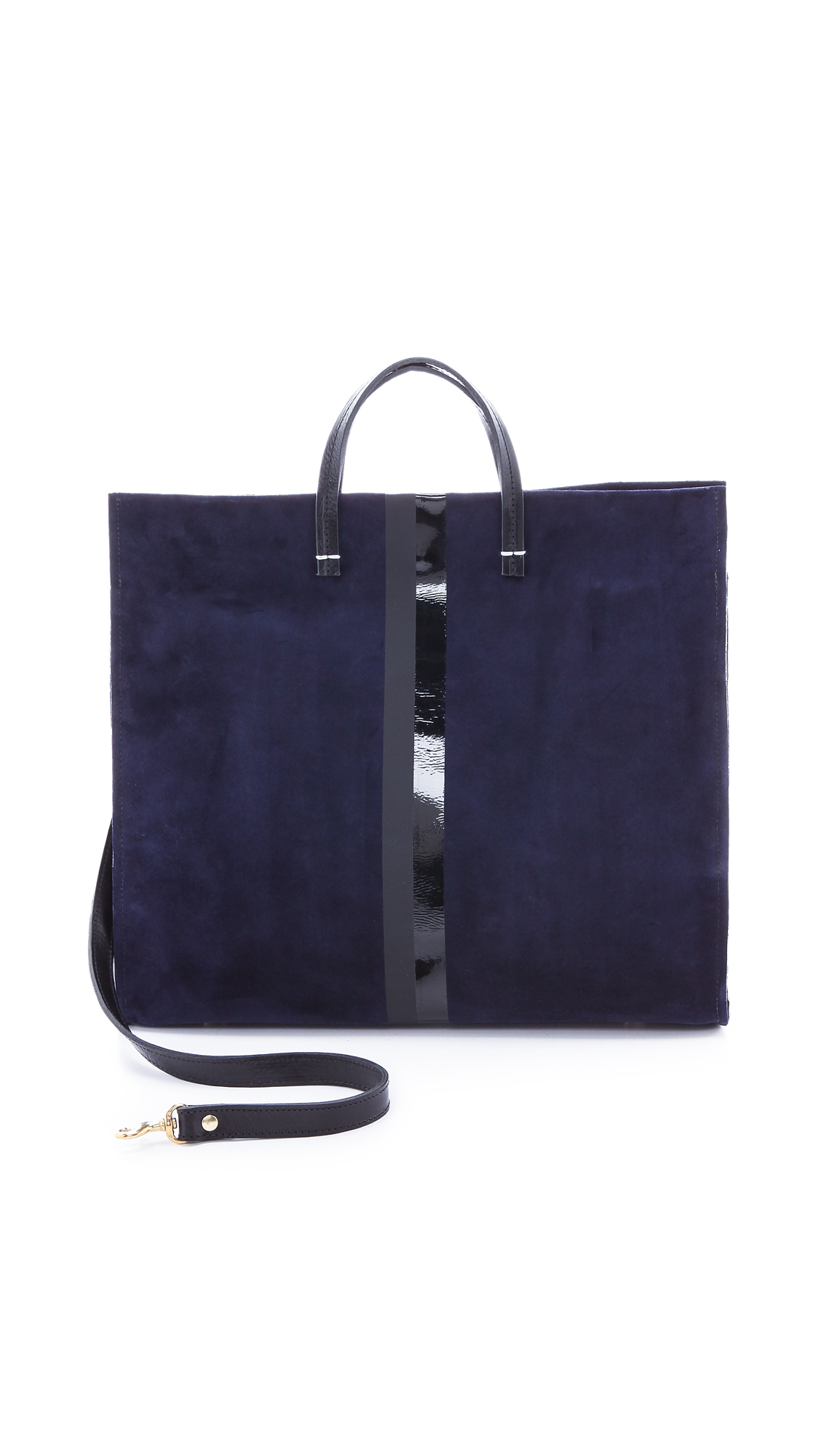 Clare V. Simple Tote Navy Suede With Black in Blue Lyst
