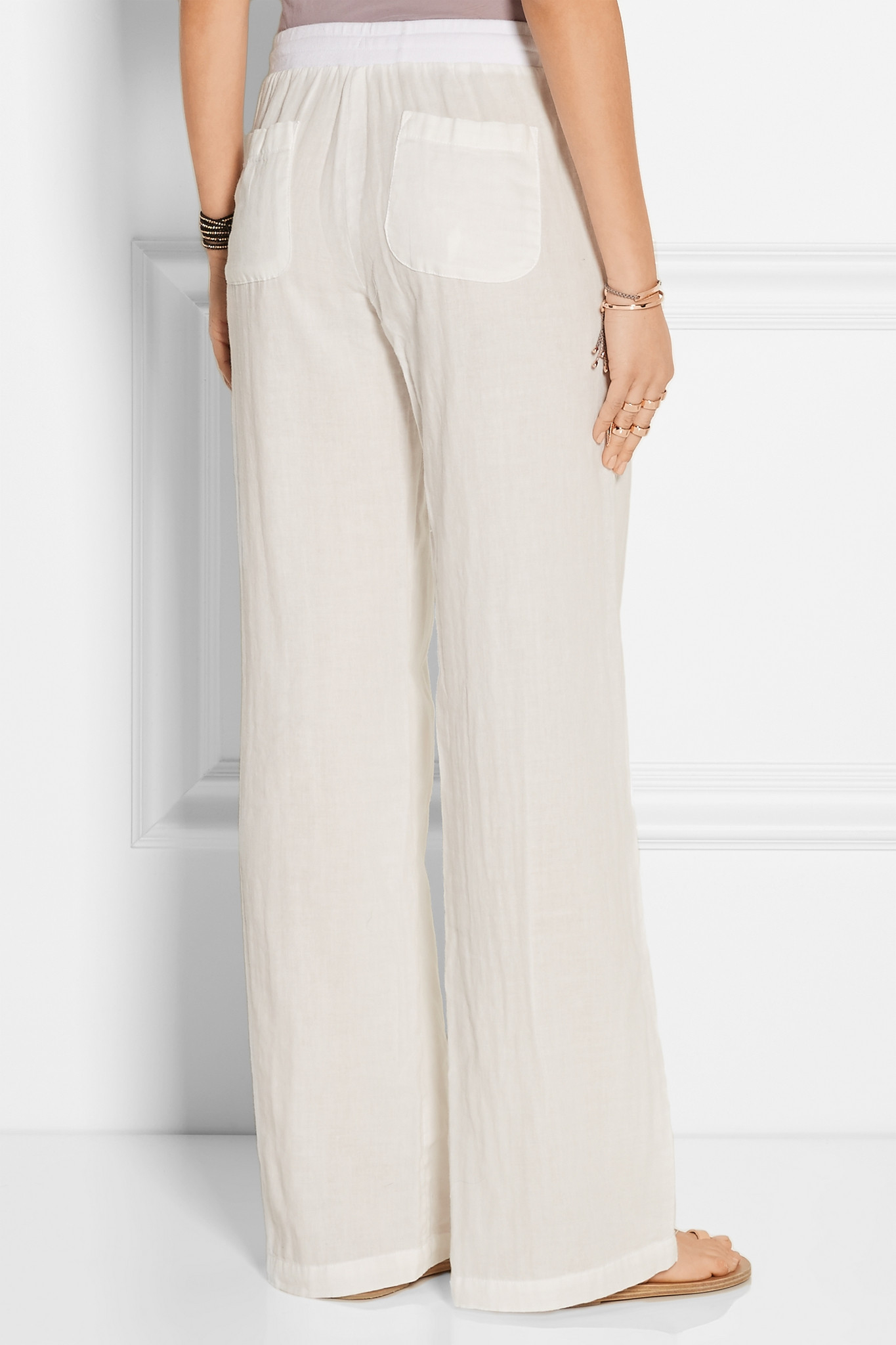 Splendid Cotton-gauze Wide-leg Pants in White - Lyst