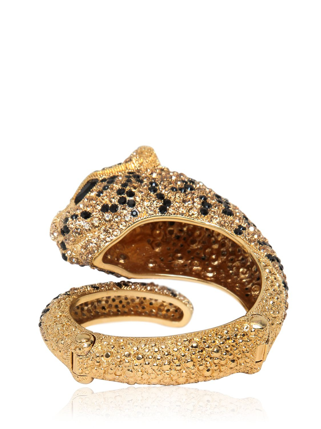Roberto Cavalli Jeweled Panther Cuff Bracelet in Gold/Black (Metallic) |  Lyst