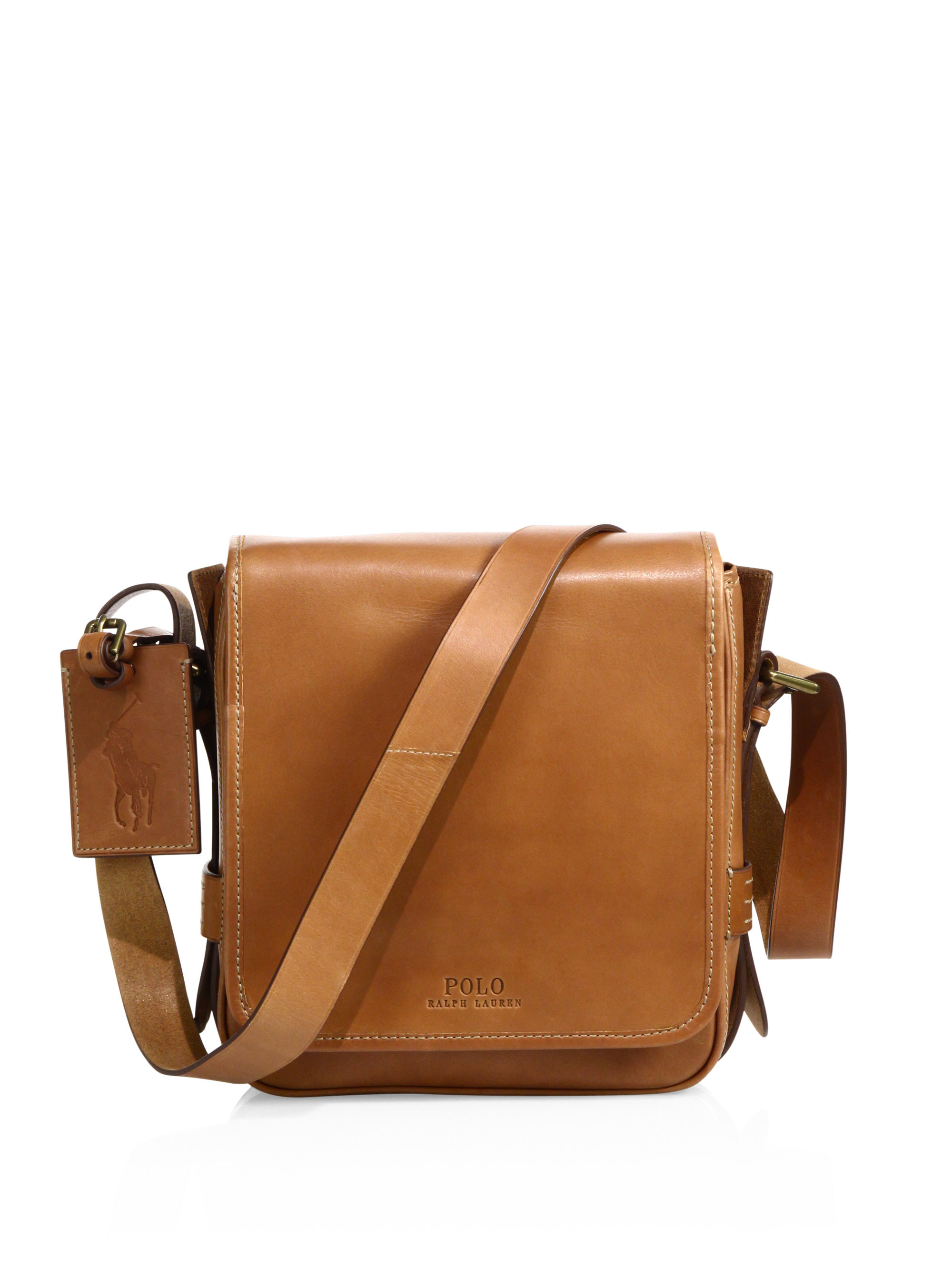 Polo Ralph Lauren Compact Leather Messenger Bag in Brown for Men | Lyst
