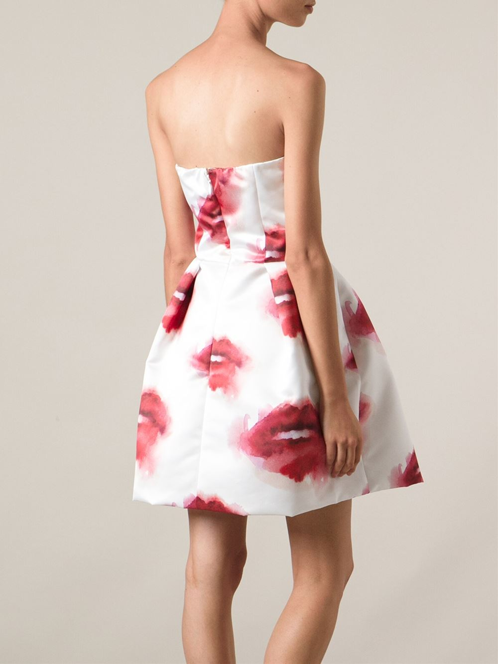 MSGM Strapless Lip Print Dress in White (Red) Lyst