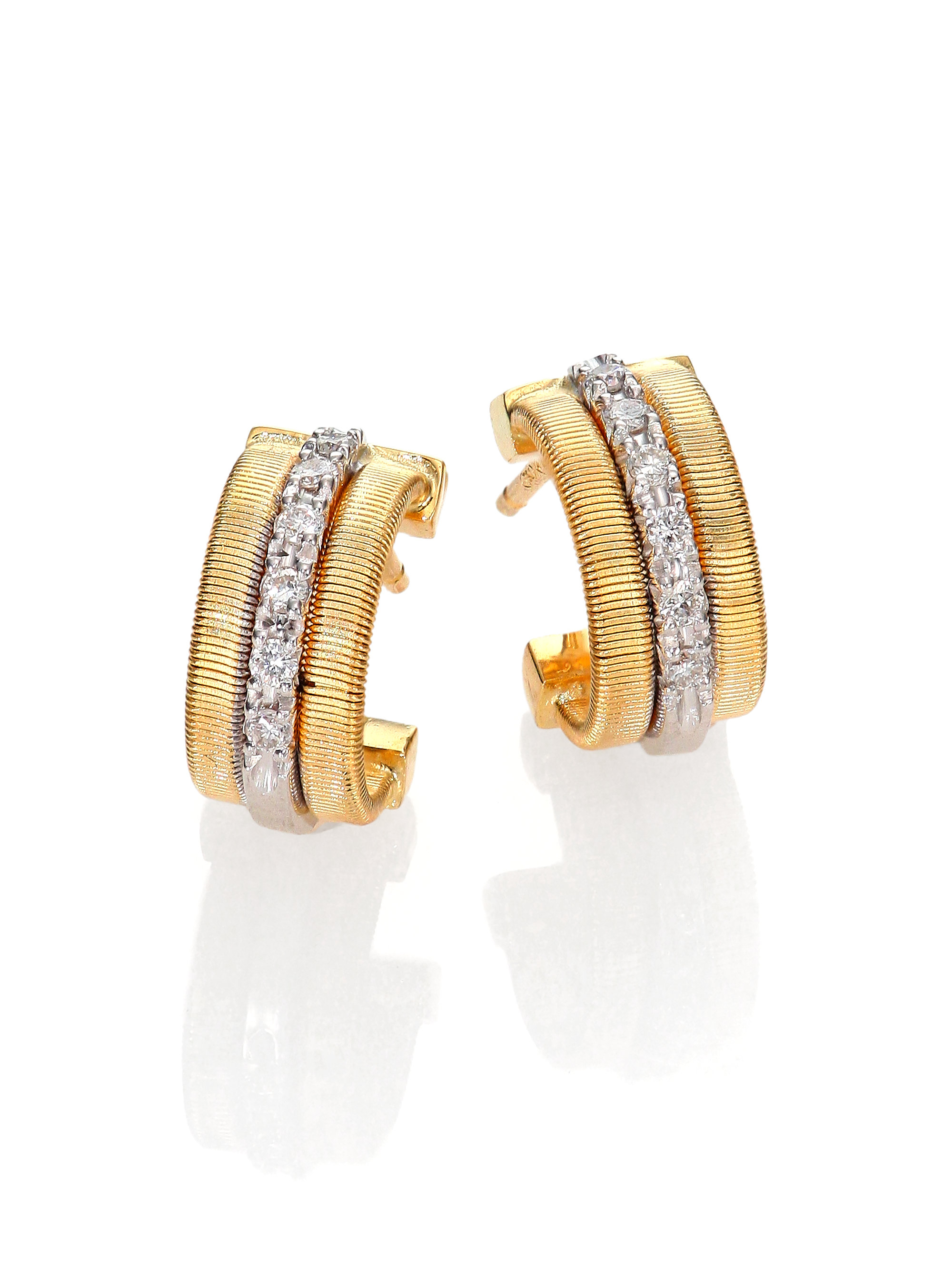 Lyst Marco Bicego Goa Diamond 18k White Yellow Gold Hoop Gallery