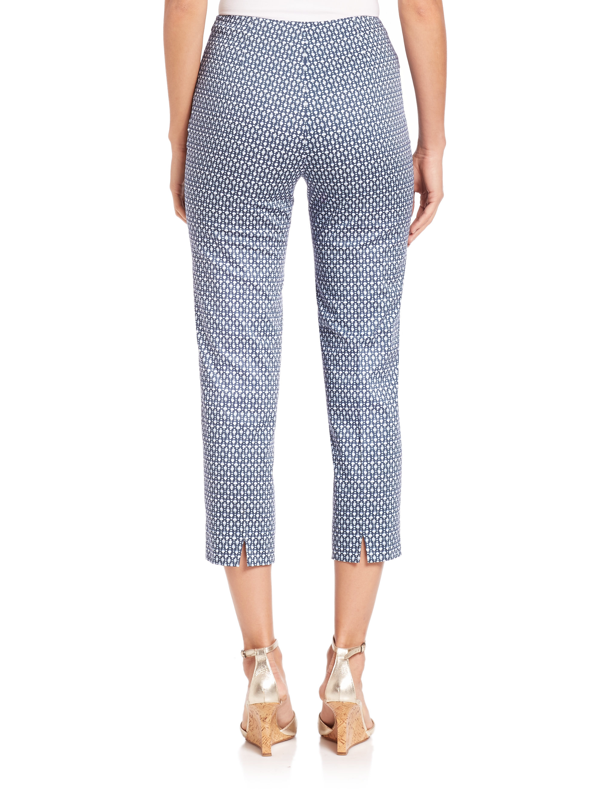 Lyst - Piazza Sempione Audrey Geometric-print Cropped Pants in Blue
