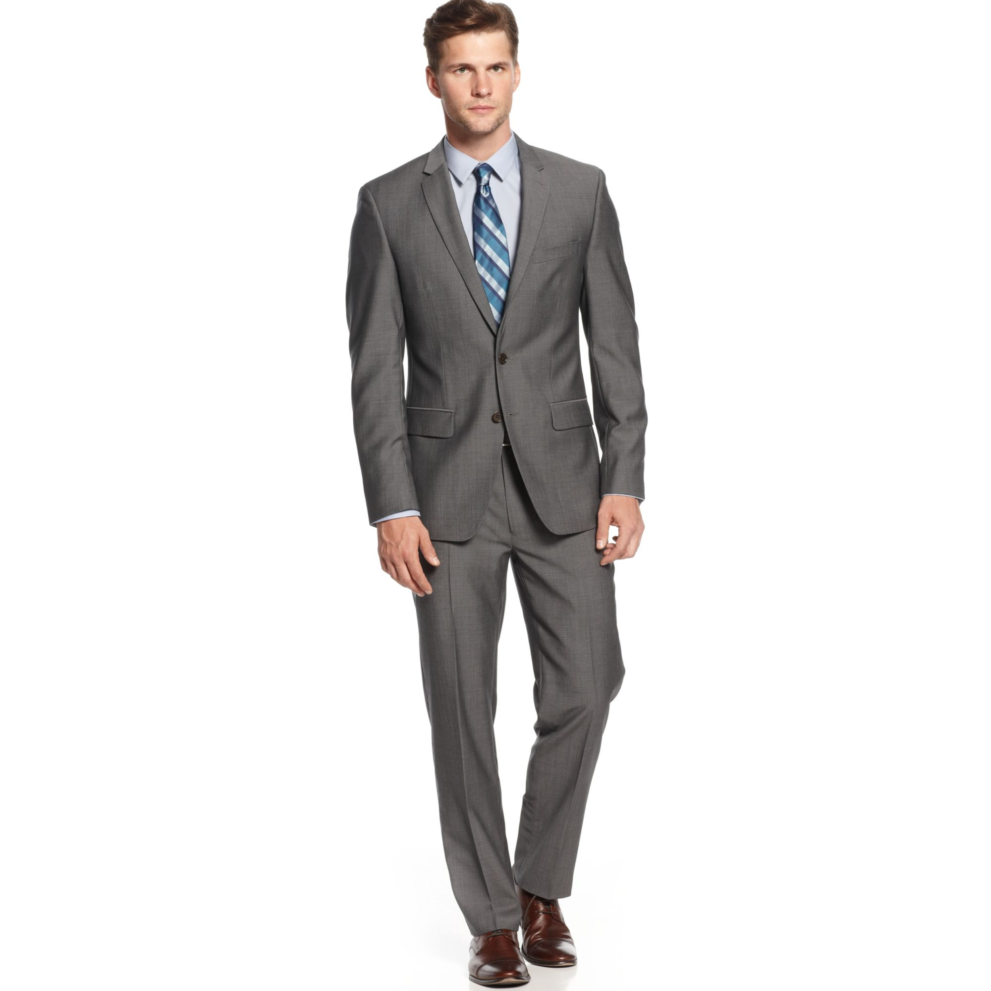Dkny Grey Neat Extraslim Fit Suit in Gray for Men (Grey) | Lyst