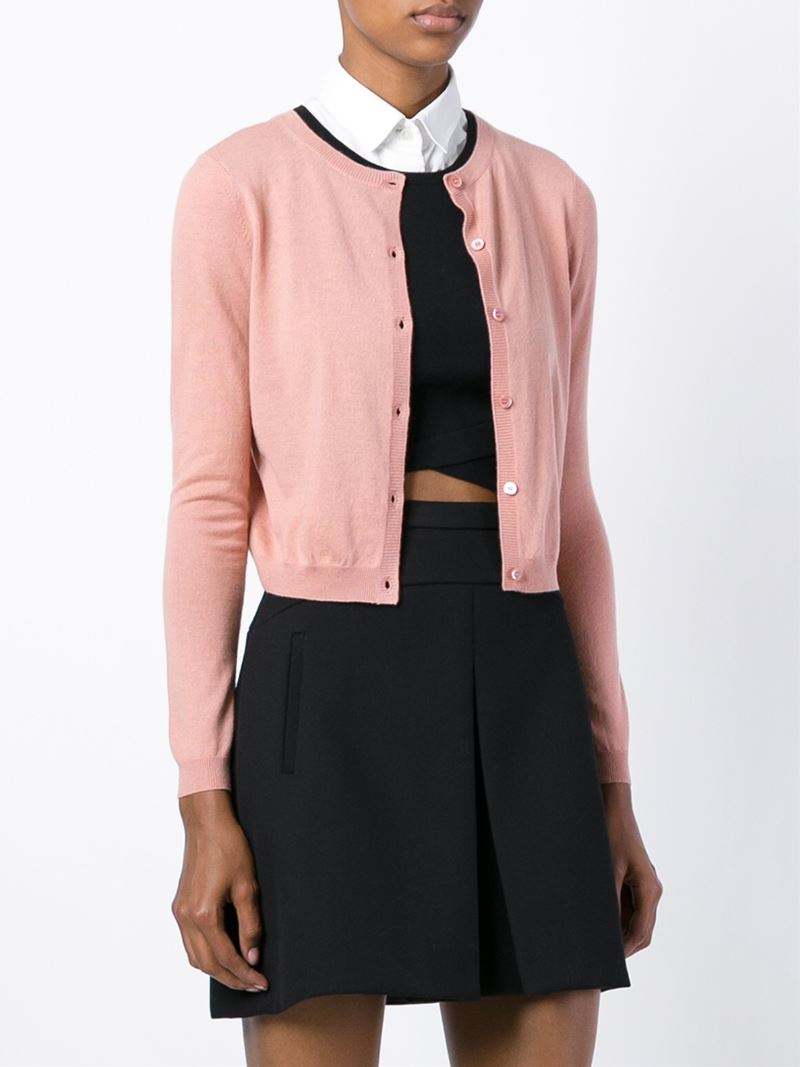 lyst valentino cropped cardigan in pink lyst valentino cropped cardigan in pink