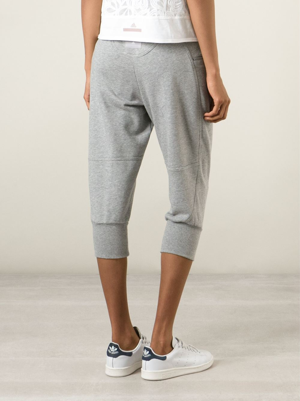 adidas By Stella McCartney Cropped Track Pants in Grey (Gray) - Lyst