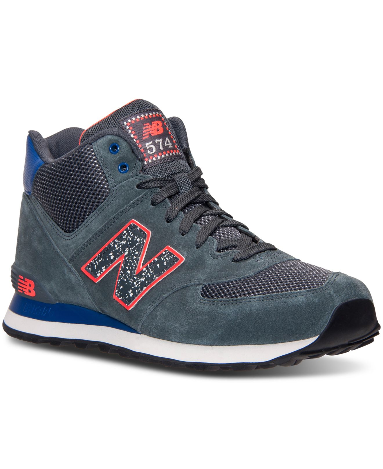 New Balance Men's 574 Mid Casual Sneakers From Finish Line in Grey/Blue