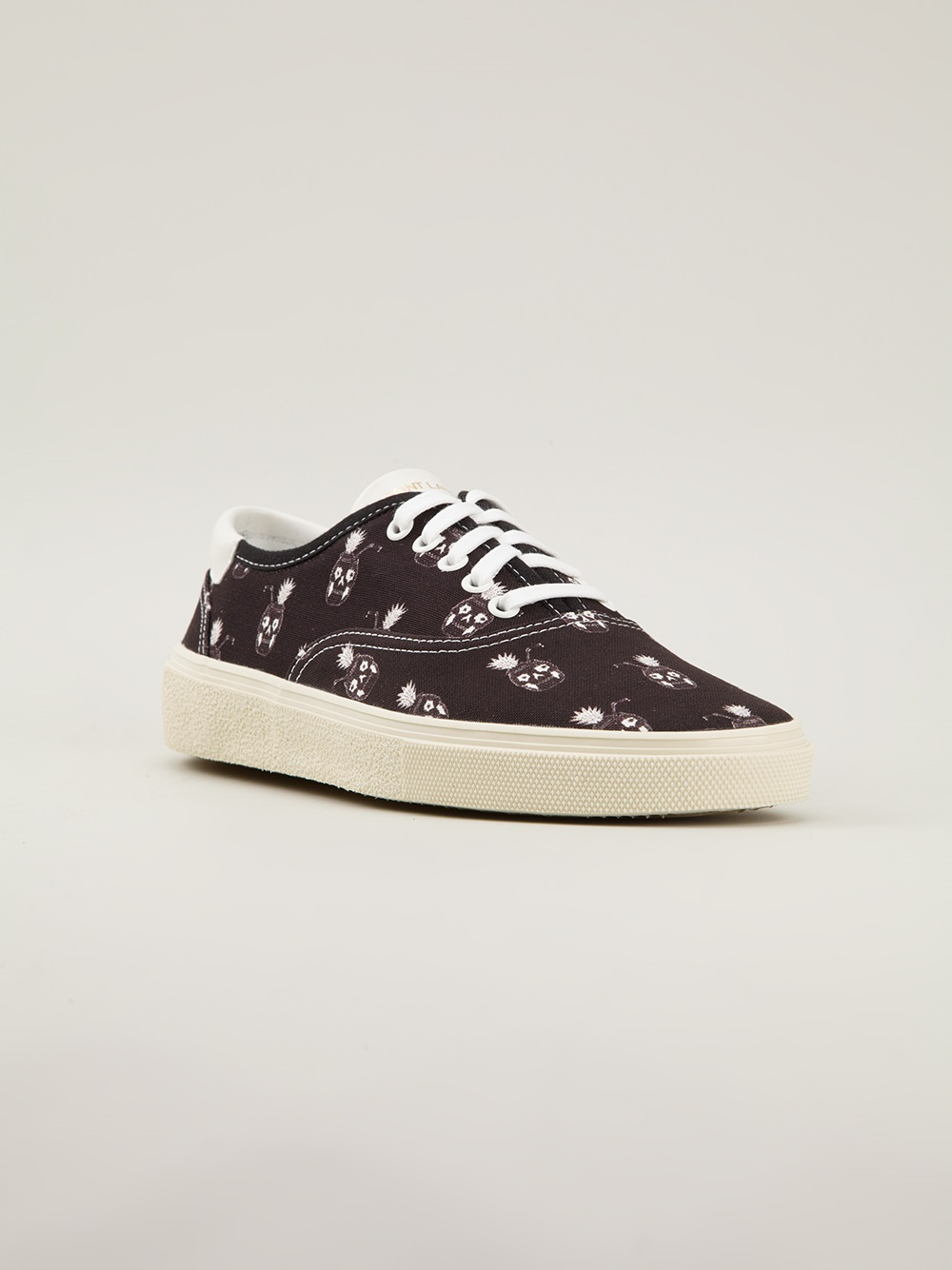 Saint Laurent Skull Print Sneakers in Black for Men | Lyst