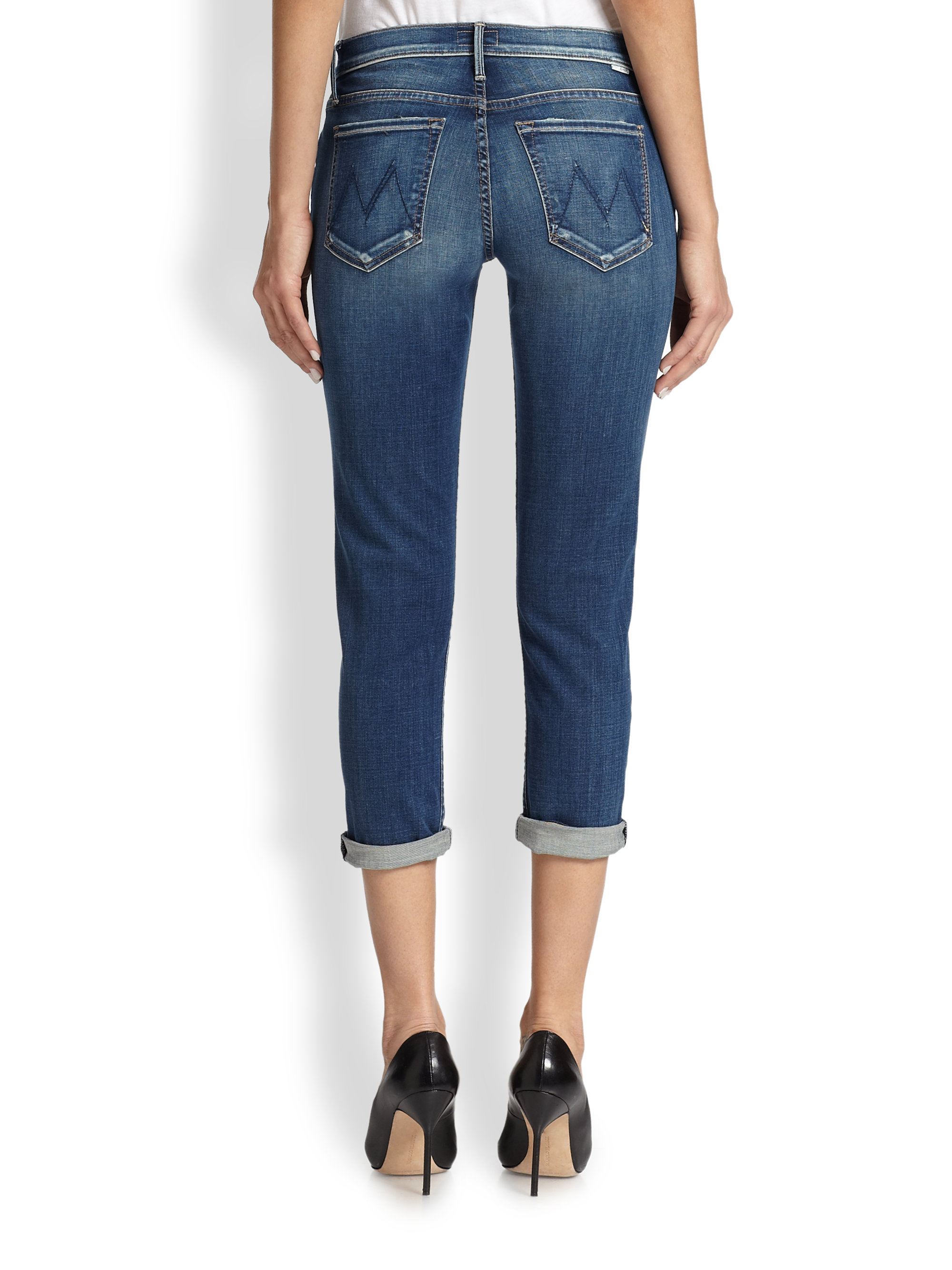 mother the dropout cropped slim jeans