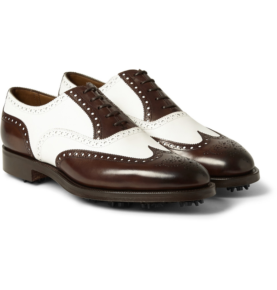 Edward Green Malvern Two-Tone Leather Golf Brogues in Brown for