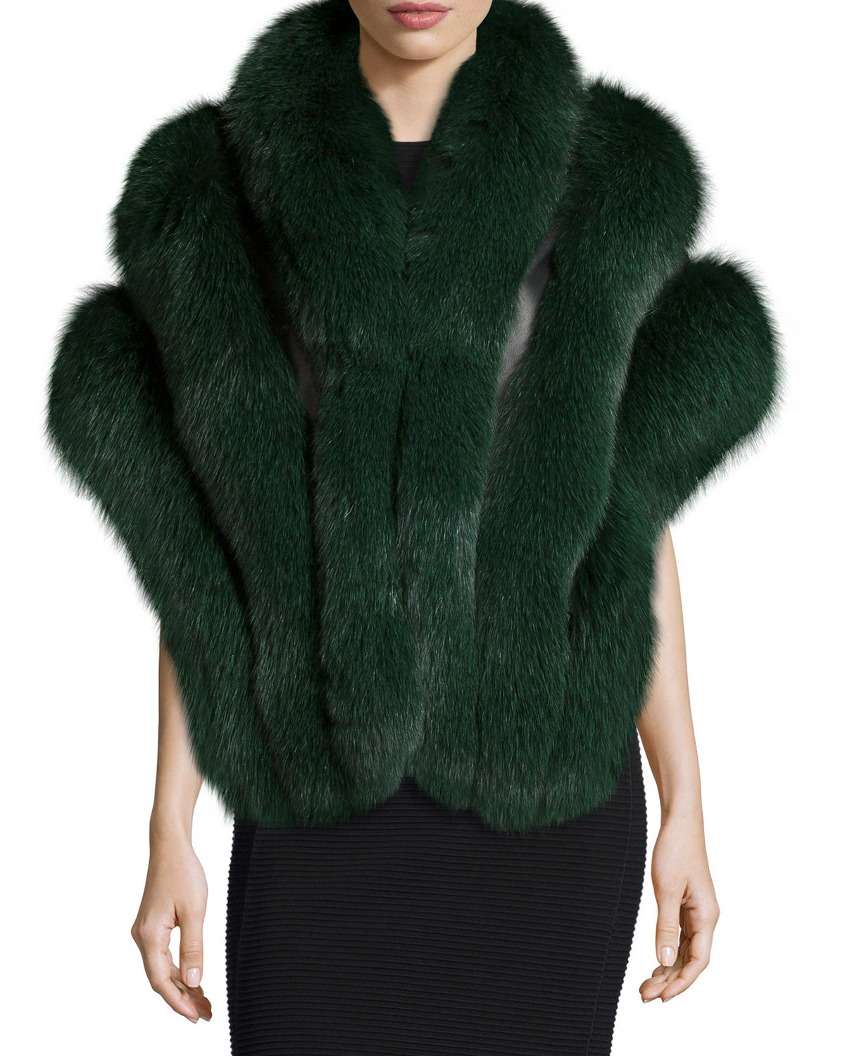 emerald green fur shawl