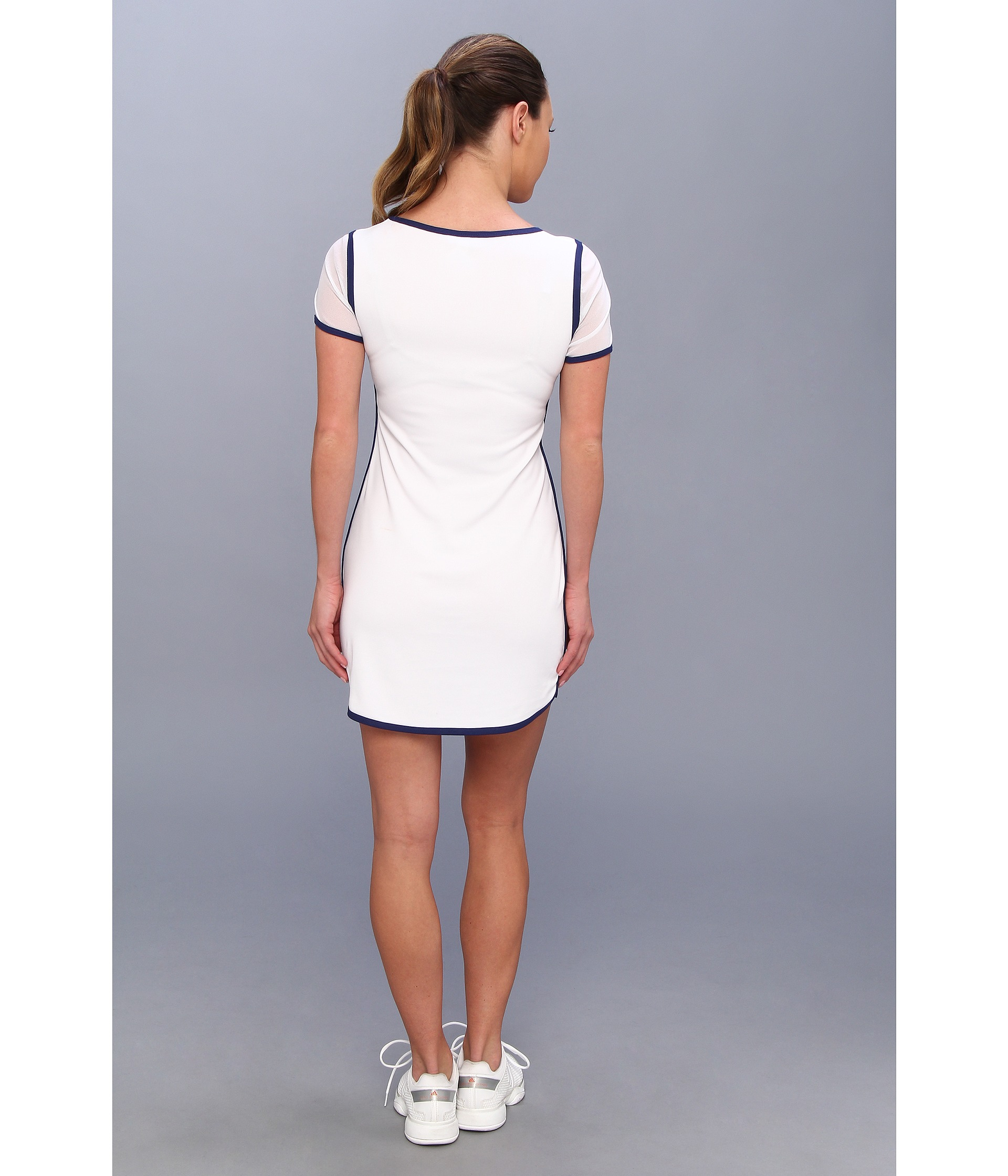 Lacoste Mesh Short Sleeve Tennis Dress in White | Lyst