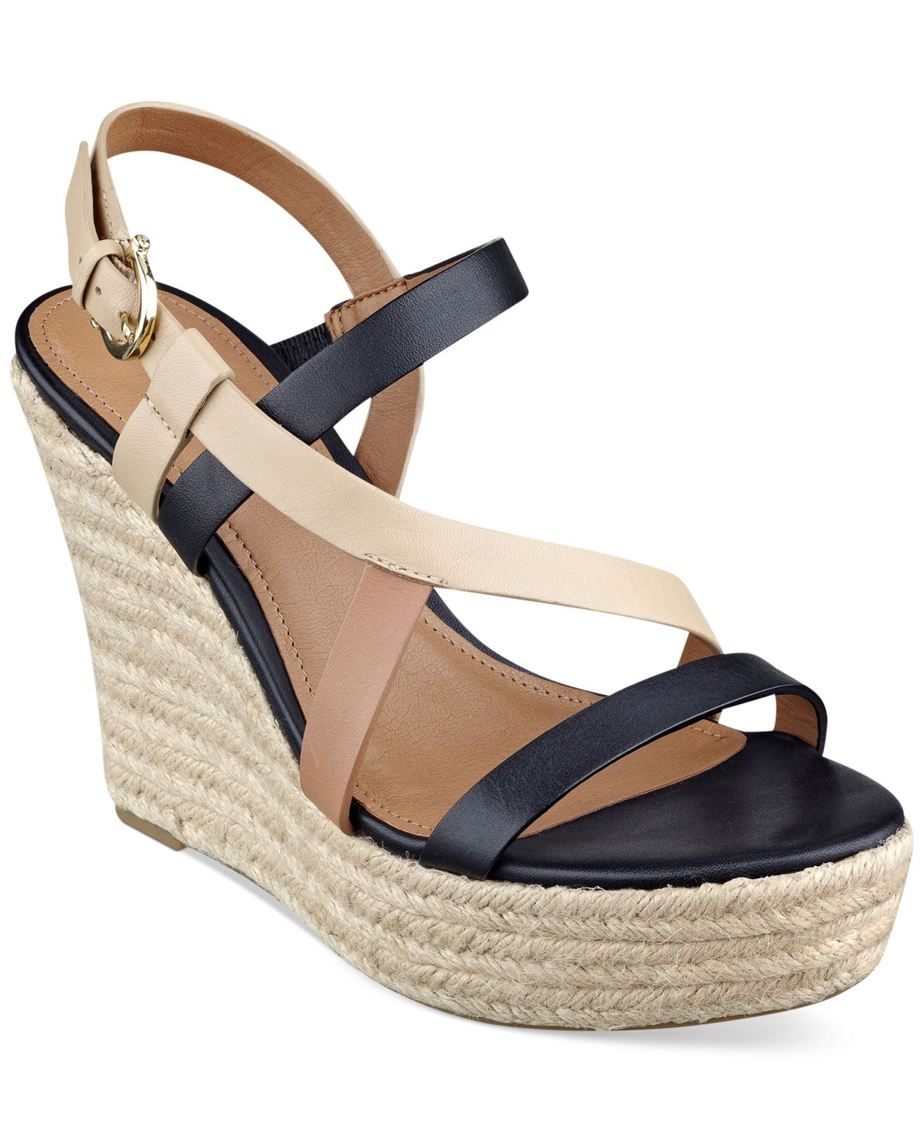 tommy hilfiger black wedge sandals