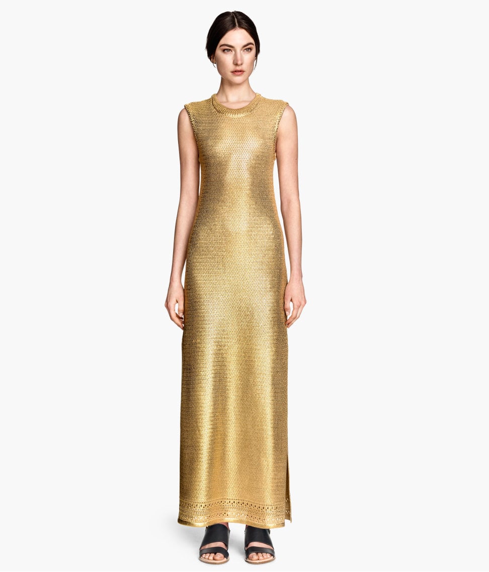 H\u0026M Dress In A Silk Blend in Metallic 