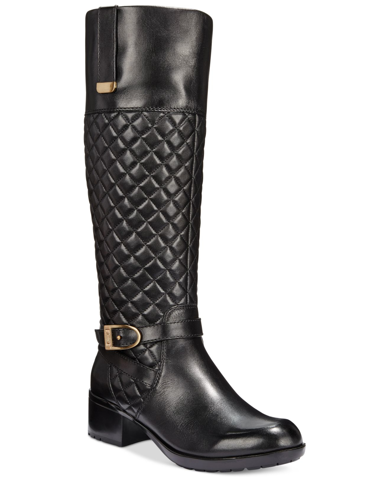 Lyst - Bandolino Blushe Quilted Wide Calf Riding Boots in Black
