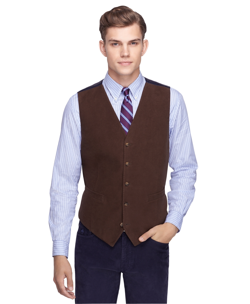 Brooks brothers Brushed Cotton Vest in Brown for Men | Lyst