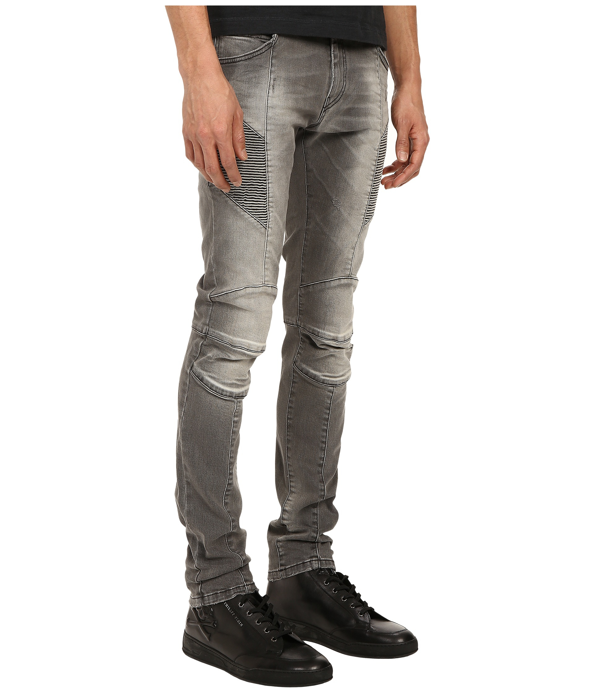dark grey biker jeans