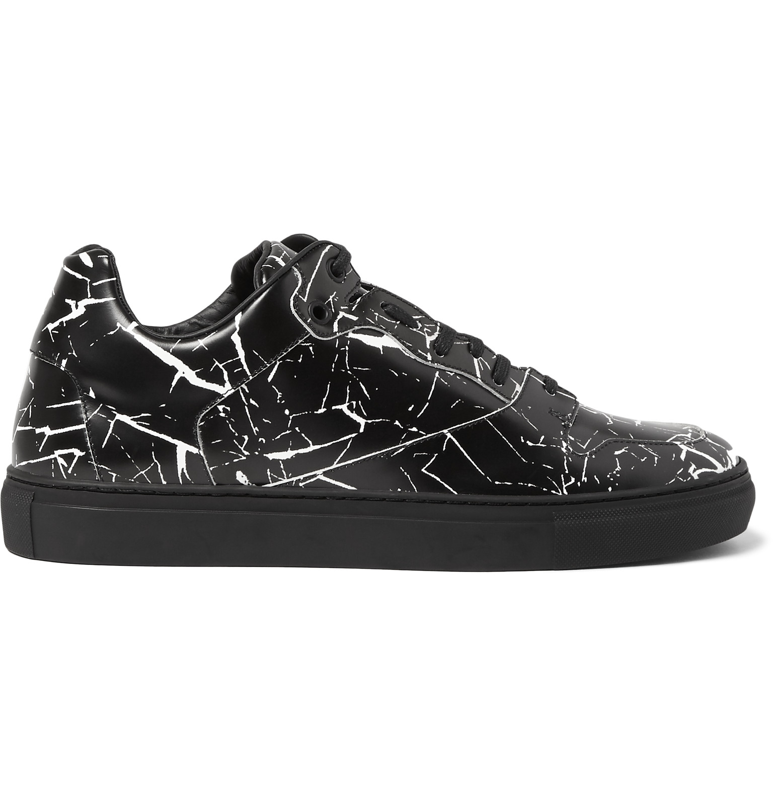 Balenciaga Marble-Print Leather Sneakers in Black for Men | Lyst