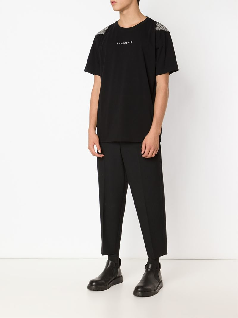 men paint drip print skinny shirt