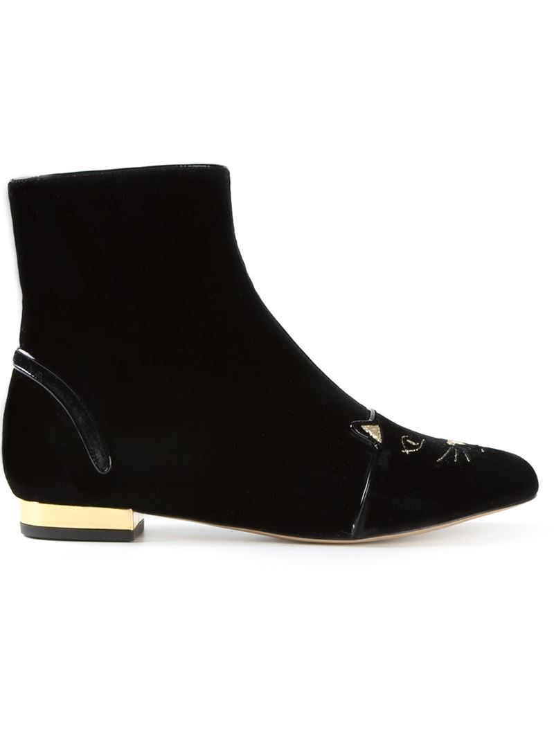 Lyst Charlotte Olympia Puss In Boots Ankle Boot In Black 