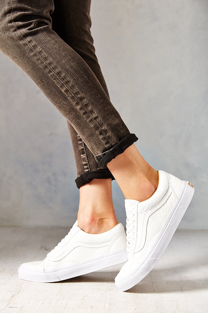 Veilig Klacht Voorstellen Vans Old Skool Premium Leather Low-Top Women'S Sneaker in White | Lyst