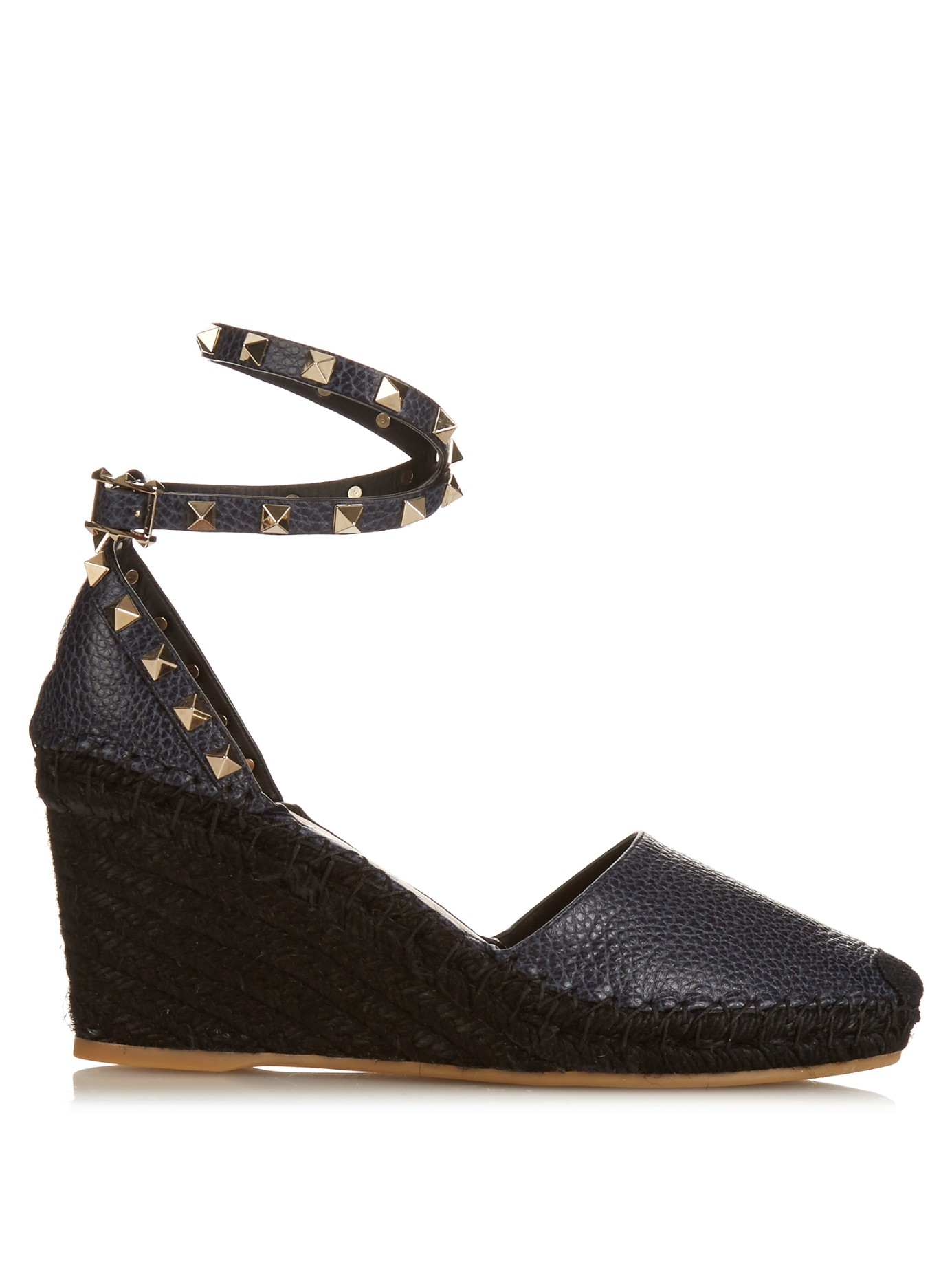 valentino rockstud espadrille wedge black
